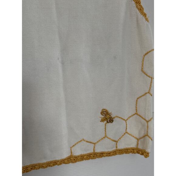 Y2K Michael Simon Knit crochet Bumblebee beaded Vest white gold yellow S/M - Picture 7 of 12